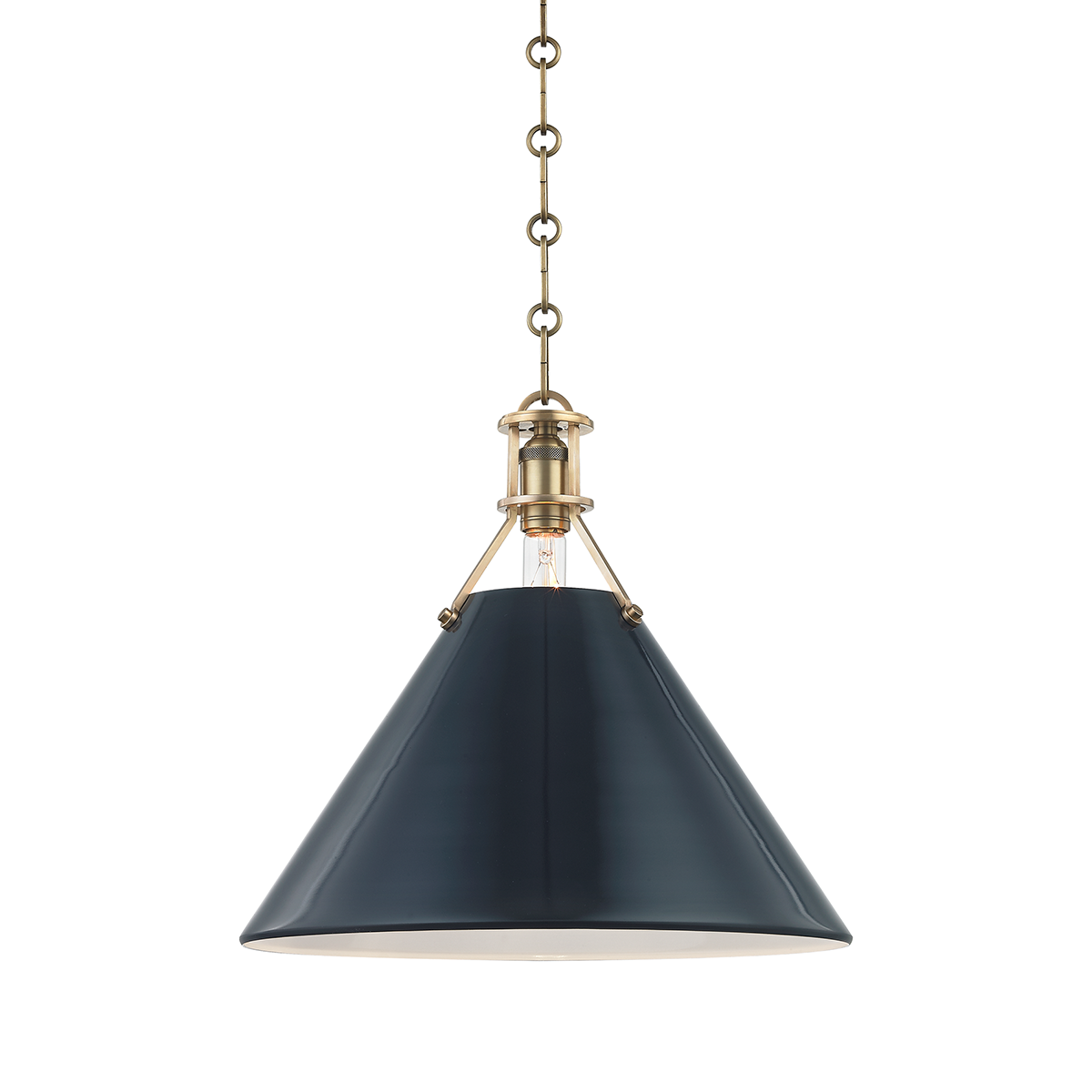 Hudson Valley Lighting Painted No.2 Pendant Pendant Hudson Valley Lighting Aged Brass/darkest Blue  