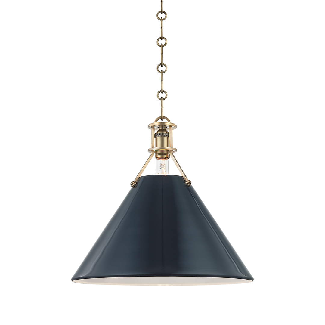 Hudson Valley Lighting Painted No.2 Pendant Pendants Hudson Valley Lighting Aged Brass/darkest Blue  