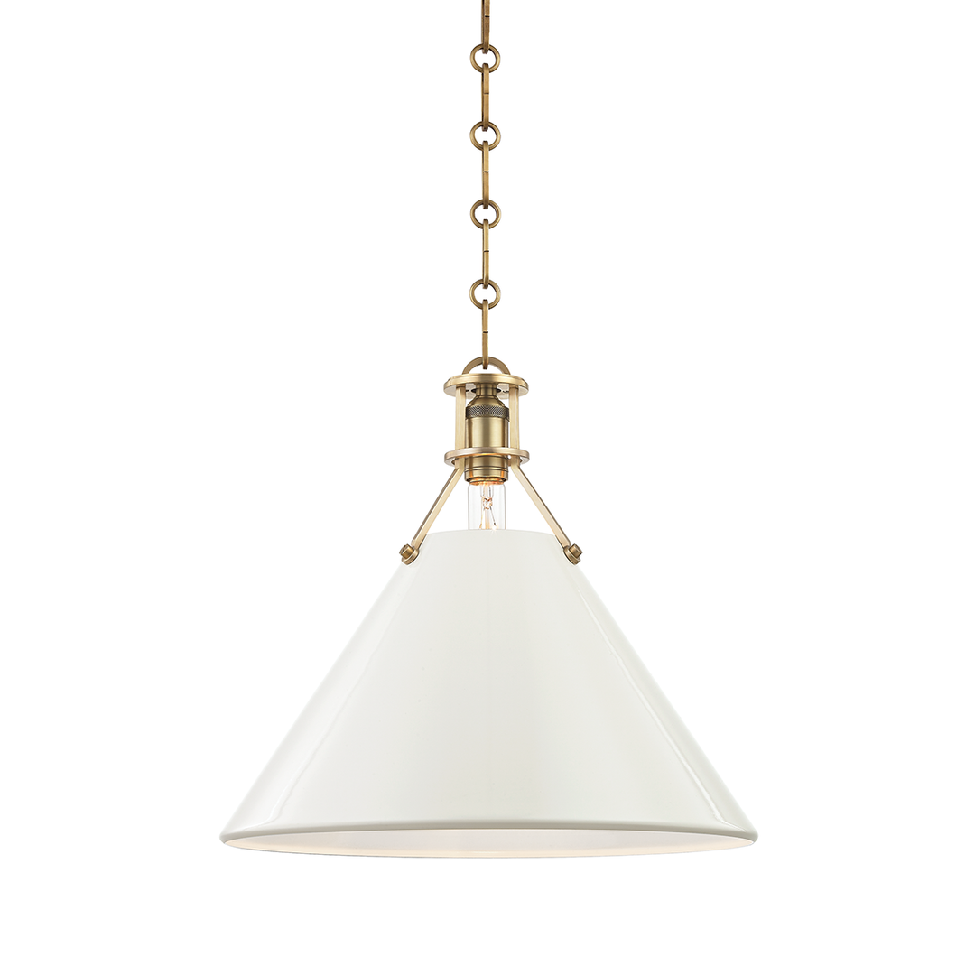 Hudson Valley Lighting Painted No.2 Pendant Pendants Hudson Valley Lighting Aged Brass/off White  