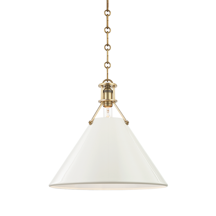 Hudson Valley Lighting Painted No.2 Pendant Pendants Hudson Valley Lighting Aged Brass/off White  