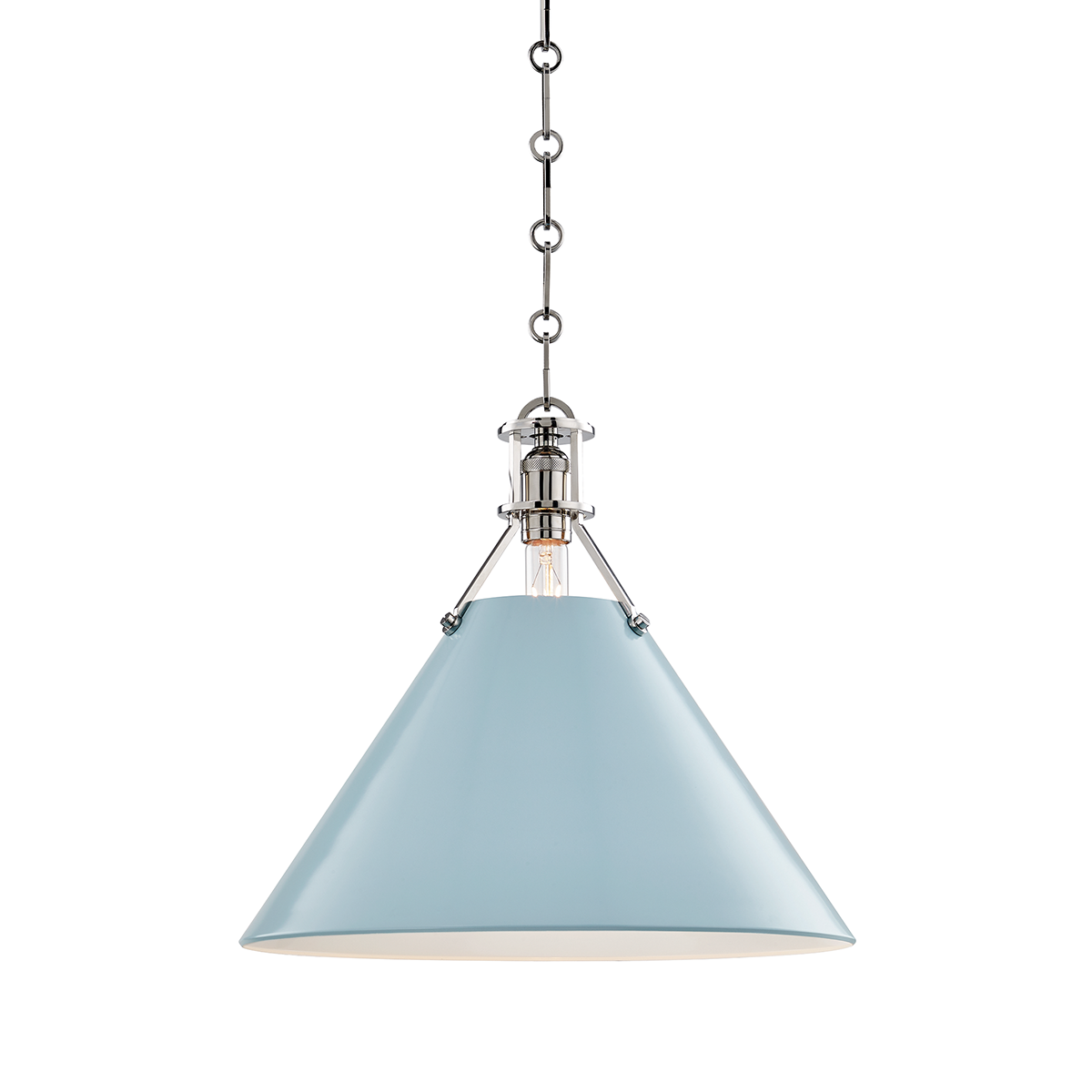 Hudson Valley Lighting Painted No.2 Pendant Pendant Hudson Valley Lighting Polished Nickel/blue Bird  