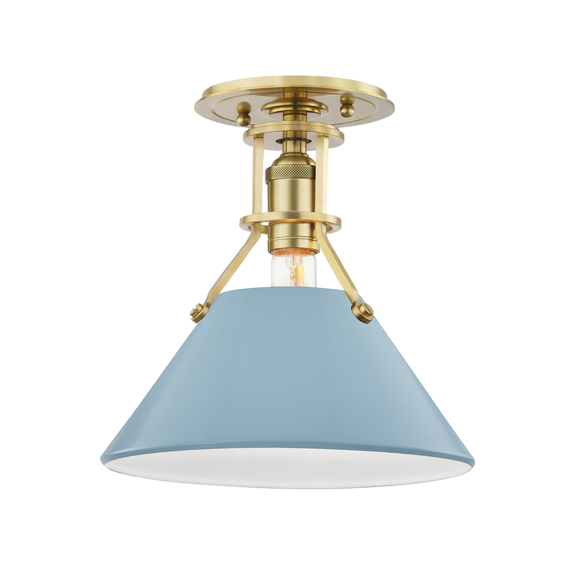 Hudson Valley Lighting Painted No.2 Semi Flush Semi Flush Hudson Valley Lighting Aged Brass/blue Bird  