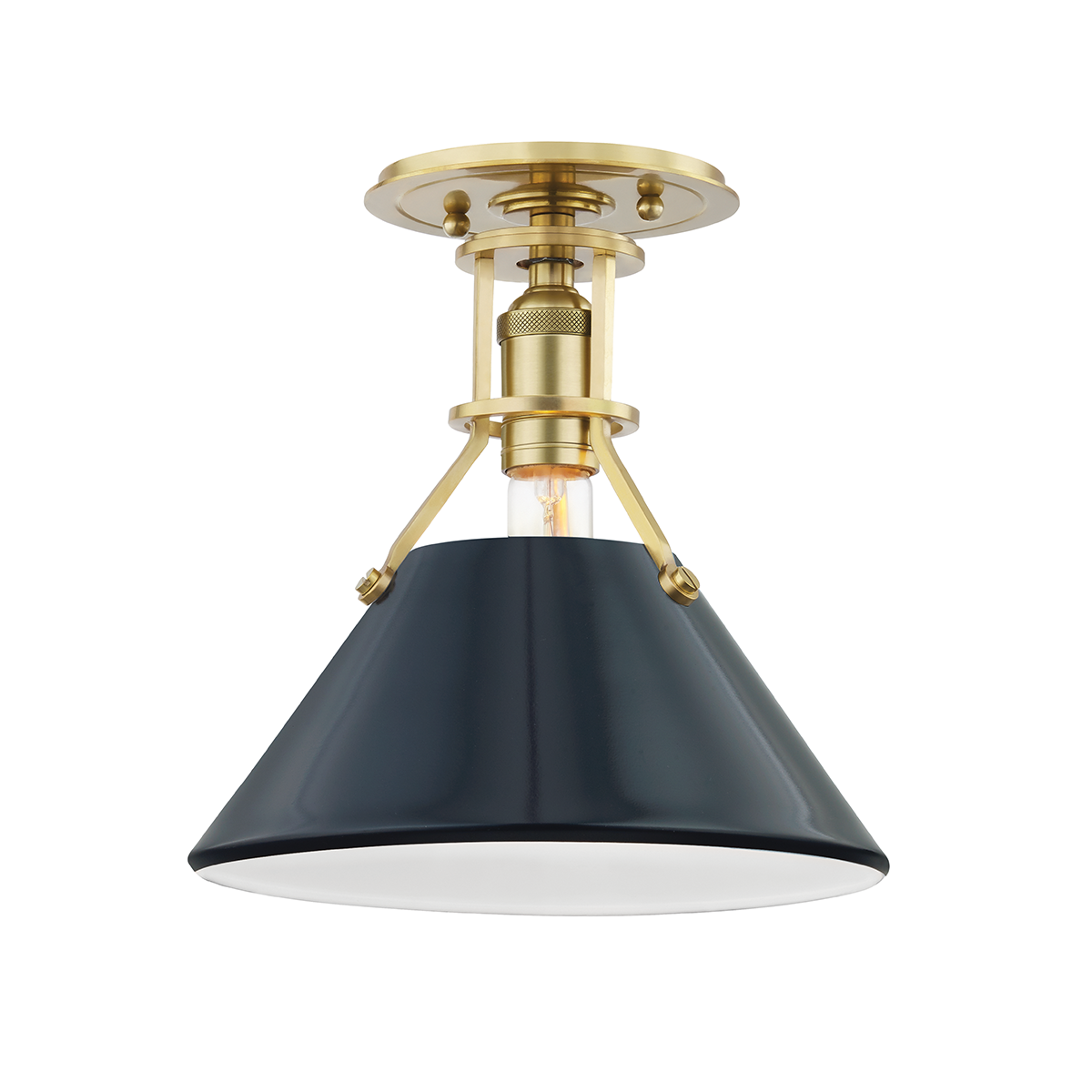 Hudson Valley Lighting Painted No.2 Semi Flush Semi Flush Hudson Valley Lighting Aged Brass/darkest Blue  