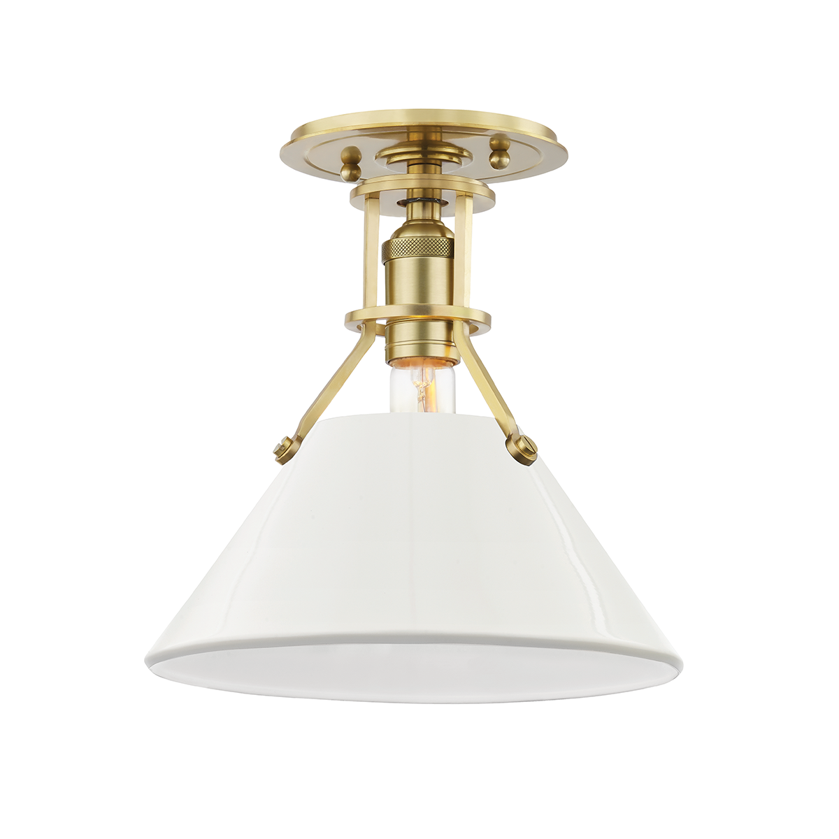 Hudson Valley Lighting Painted No.2 Semi Flush Semi Flush Hudson Valley Lighting Aged Brass/off White  