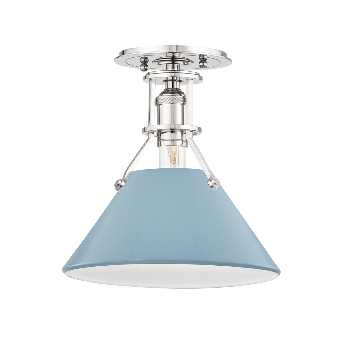 Hudson Valley Lighting Painted No.2 Semi Flush Semi Flush Hudson Valley Lighting Polished Nickel/blue Bird  