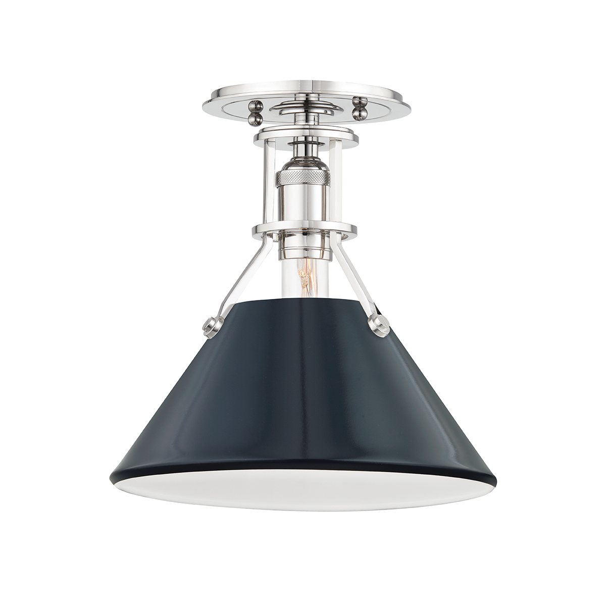 Hudson Valley Lighting Painted No.2 Semi Flush Semi Flush Hudson Valley Lighting Polished Nickel/darkest Blue  