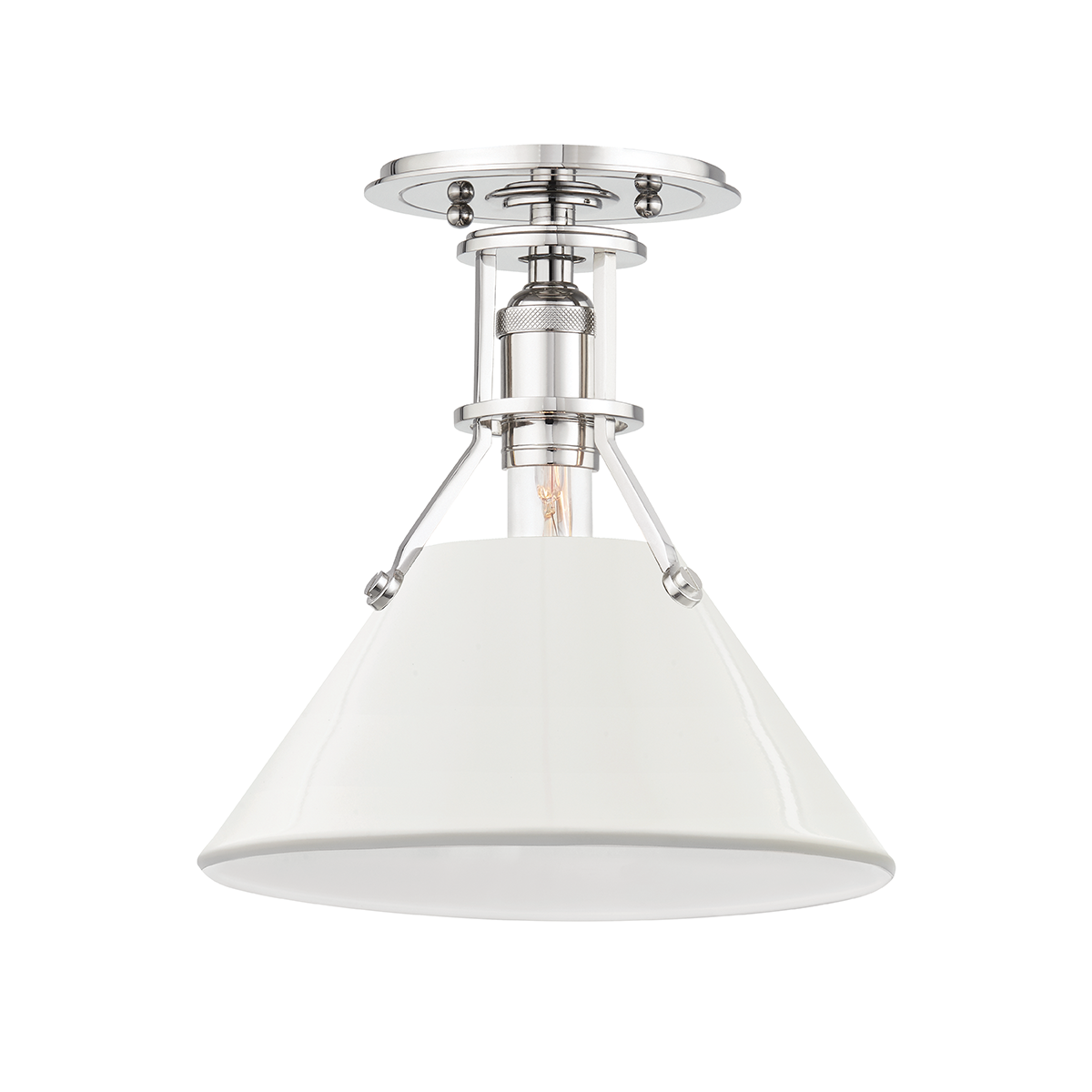 Hudson Valley Lighting Painted No.2 Semi Flush Semi Flush Hudson Valley Lighting Polished Nickel/off White  