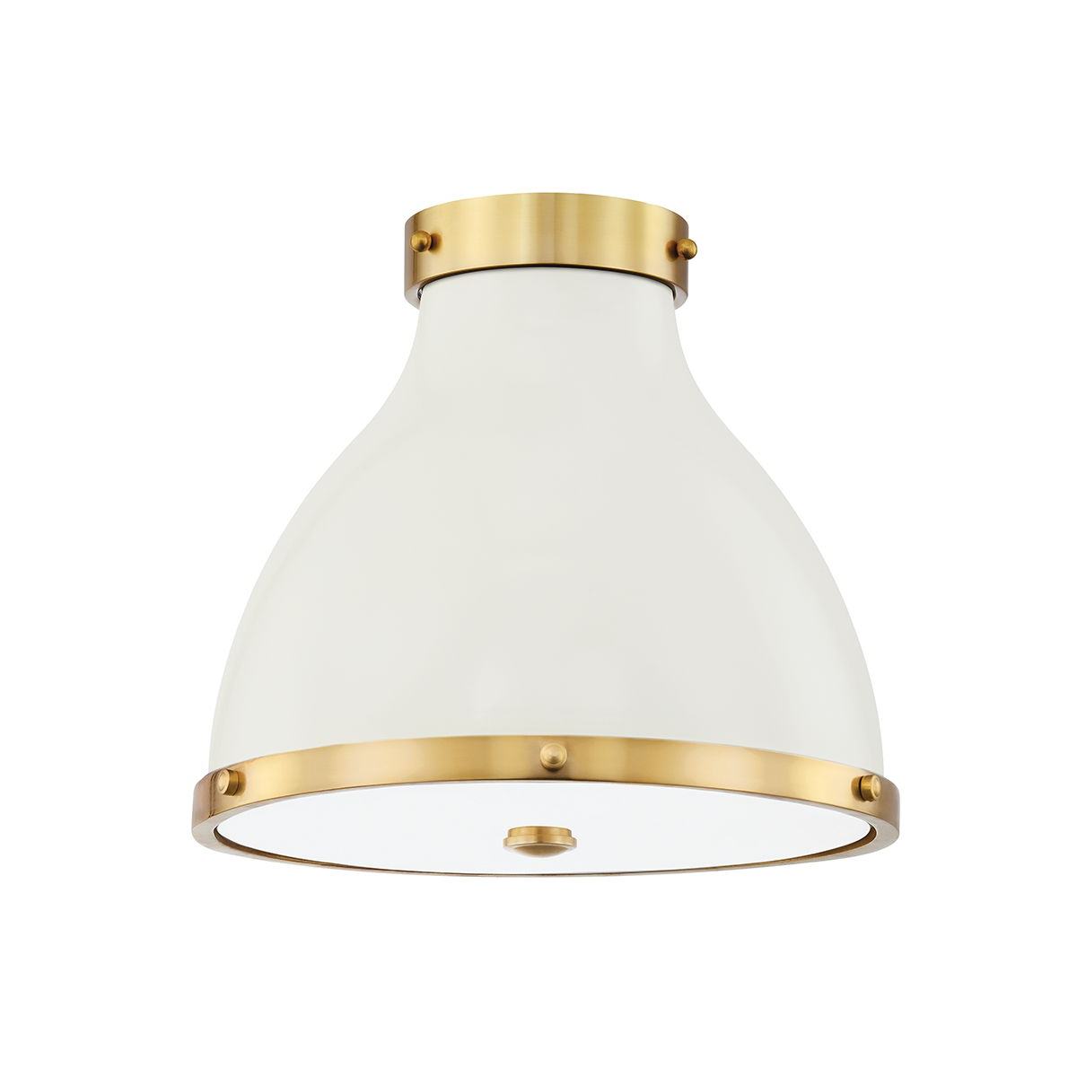 Hudson Valley Lighting Painted No. 3 Flush Mount Flush Mount Hudson Valley Lighting Aged Brass/off White  