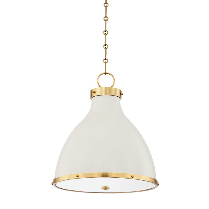 Hudson Valley Lighting Painted No. 3 Pendant Pendants Hudson Valley Lighting Aged Brass/off White  