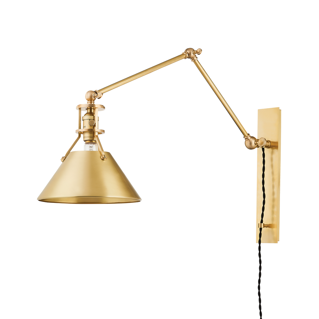 Hudson Valley Lighting Metal No. 2 Plug-in Sconce Wall Sconces Hudson Valley Lighting Aged Brass  