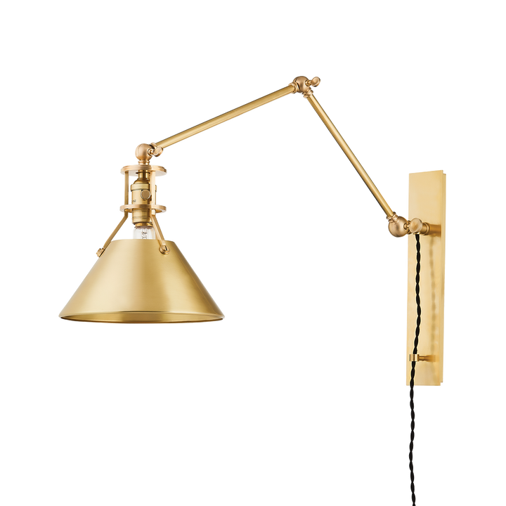 Hudson Valley Lighting Metal No. 2 Plug-in Sconce Wall Sconces Hudson Valley Lighting Aged Brass  