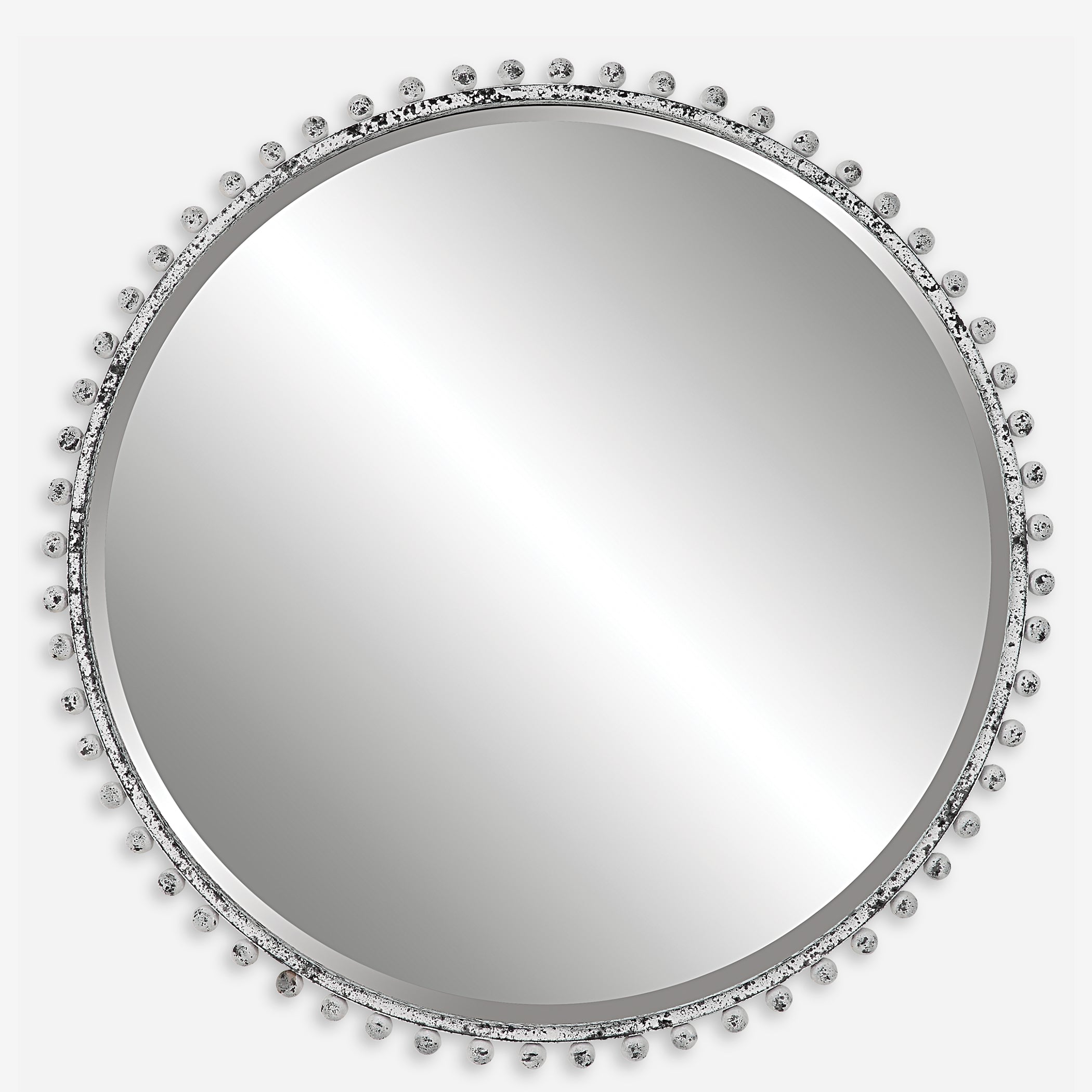 Uttermost Taza Aged White Round Mirror Aged White Round Mirror Uttermost   