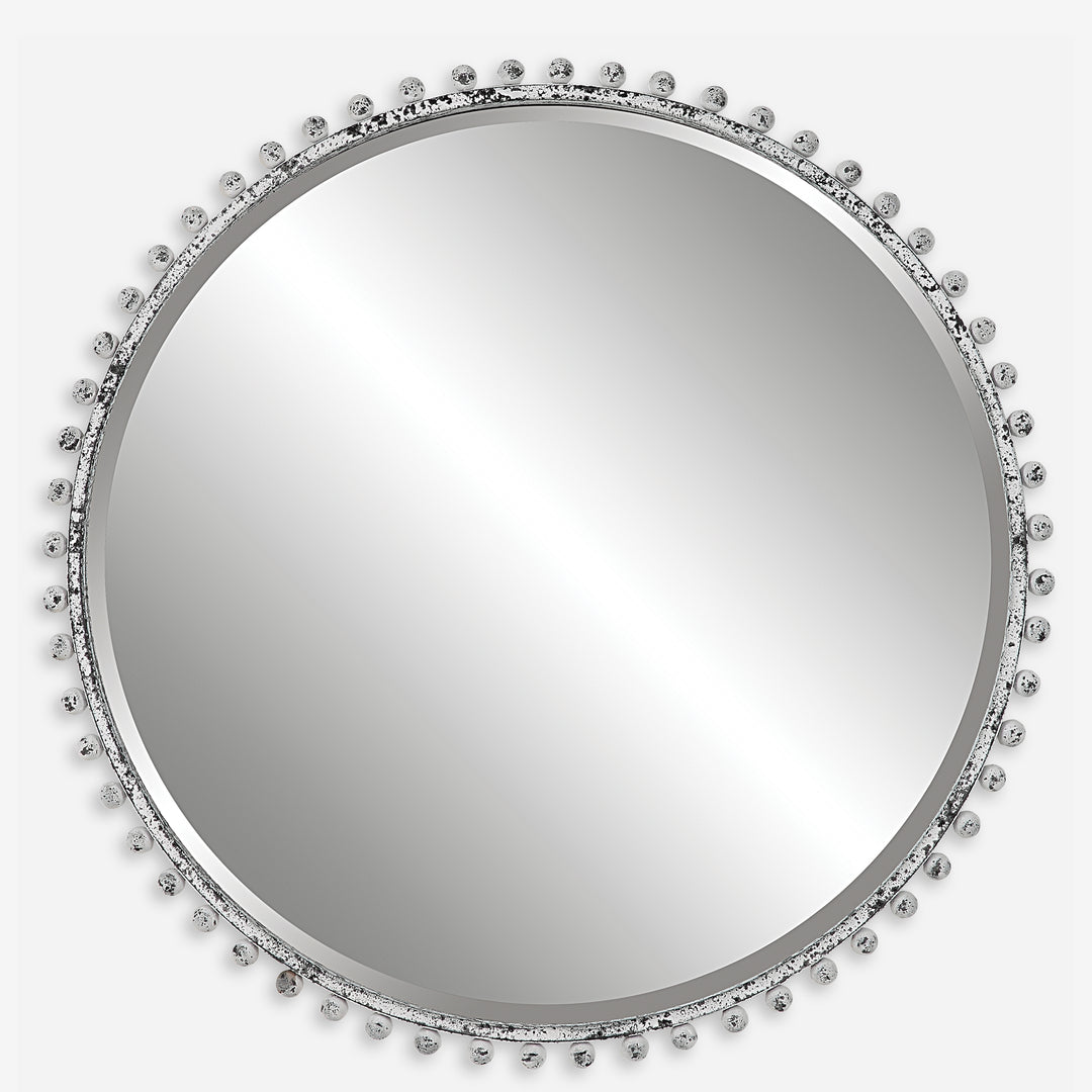 Uttermost Taza Aged White Round Mirror