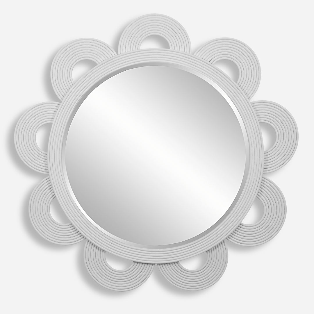 Uttermost Clematis White Rattan Round Mirror Mirrors Uttermost   