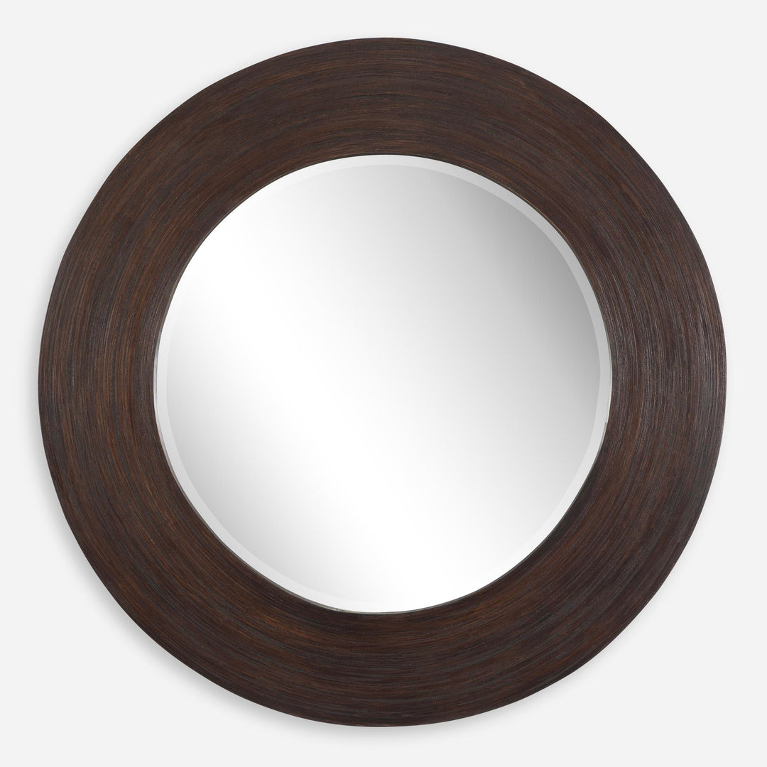 Uttermost Dutton Dark Walnut Round Mirror Mirrors Uttermost   