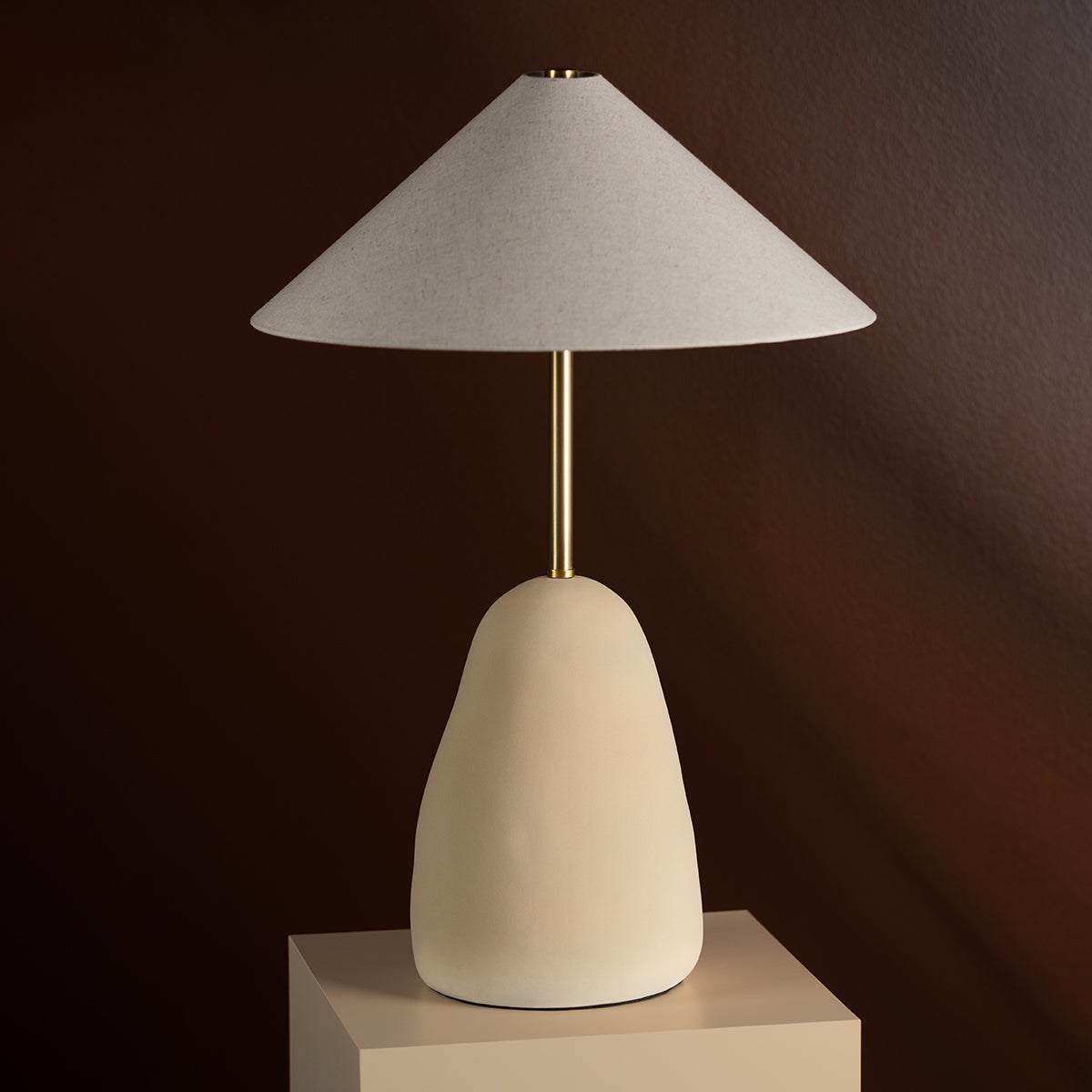 Mitzi Maia Table Lamp Table Lamp Mitzi AGED BRASS/CERAMIC TEXTURED BEIGE  