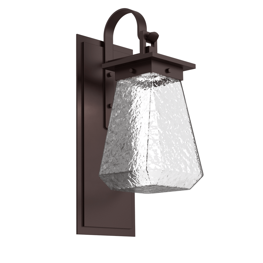 Hammerton Studio Outdoor Beacon Sconce with Shepherd's Hook Outdoor Wall Lights Hammerton Studio Statuary Bronze (Outdoor) Clear Blown Glass Integrated LED