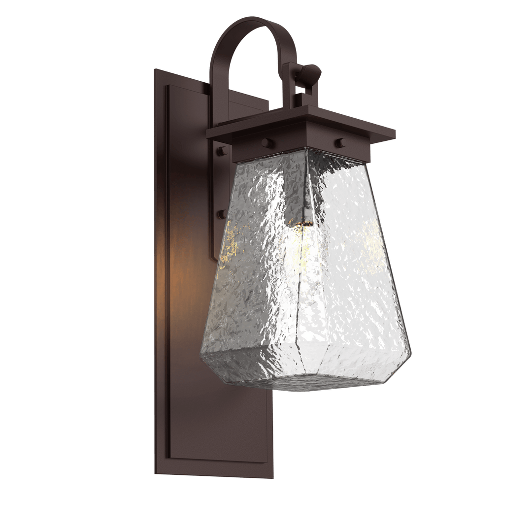 Hammerton Studio Outdoor Beacon Sconce with Shepherd's Hook Outdoor Wall Lights Hammerton Studio Statuary Bronze (Outdoor) Clear Blown Glass E26 Bulb Base