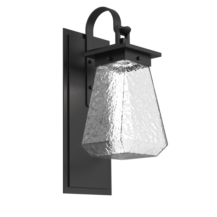 Hammerton Studio Outdoor Beacon Sconce with Shepherd's Hook Outdoor Wall Lights Hammerton Studio Textured Black (Outdoor) Clear Blown Glass Integrated LED