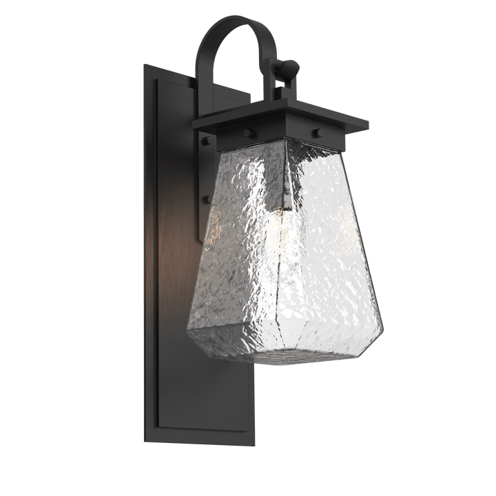 Hammerton Studio Outdoor Beacon Sconce with Shepherd's Hook Outdoor Wall Lights Hammerton Studio Textured Black (Outdoor) Clear Blown Glass E26 Bulb Base