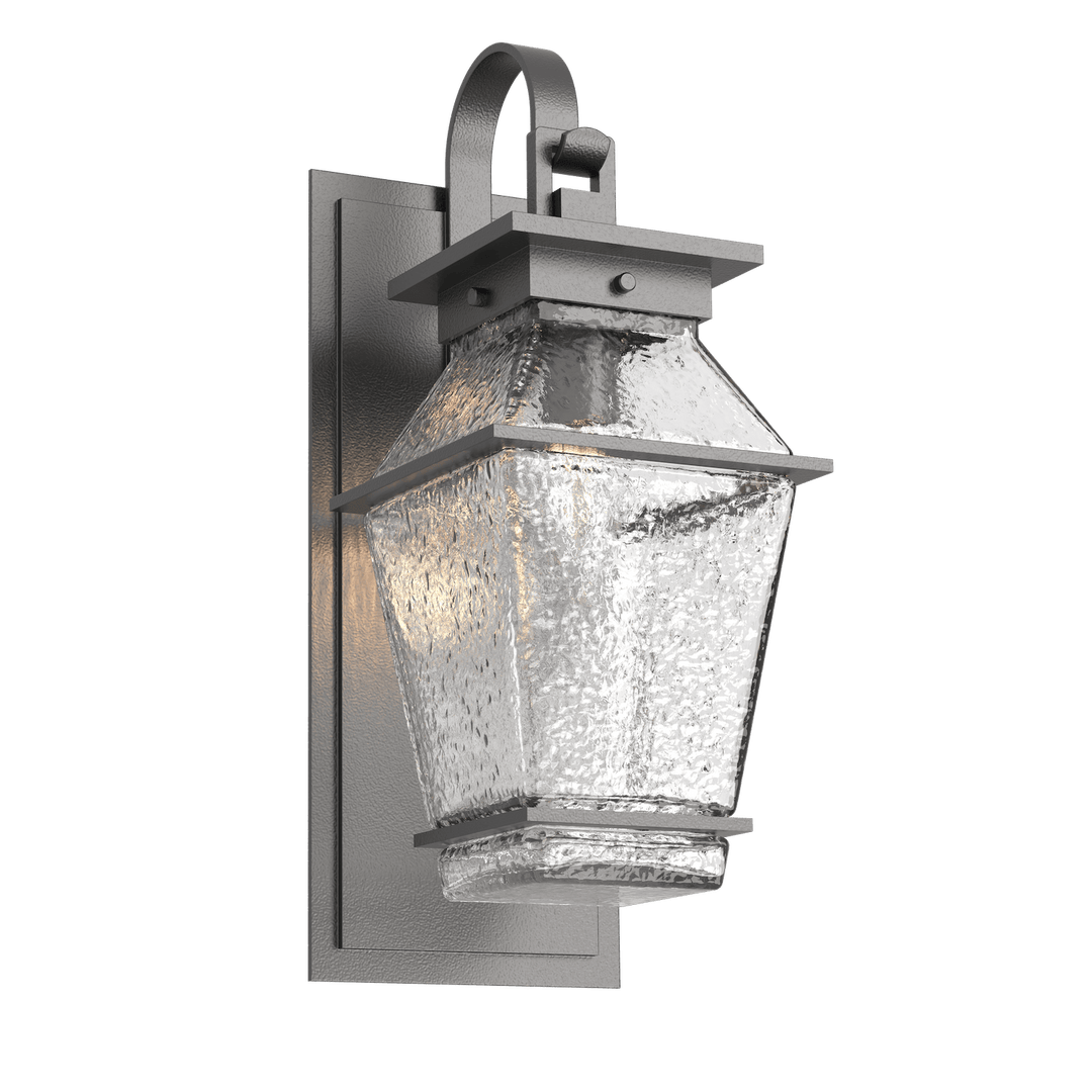 Hammerton Studio Landmark Outdoor Sconce with Shepherds Hook Outdoor Wall Lights Hammerton Studio Argento Grey (Outdoor) Clear Blown Glass E26 Base Bulb