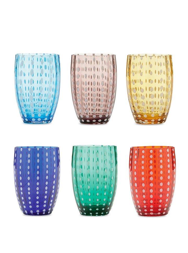 Zafferano America Perle Tumbler Assorted (Set of 6) Glassware Zafferano America Default Title  