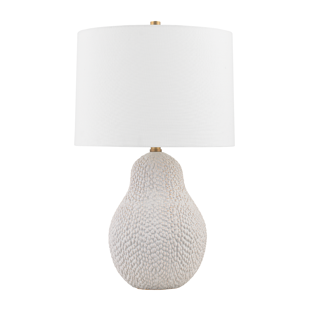 Troy Lighting CRATER Table Lamp Table Lamps Troy Lighting PATINA BRASS/CERAMIC SATIN WHITE GOLD 16x16x25.5 