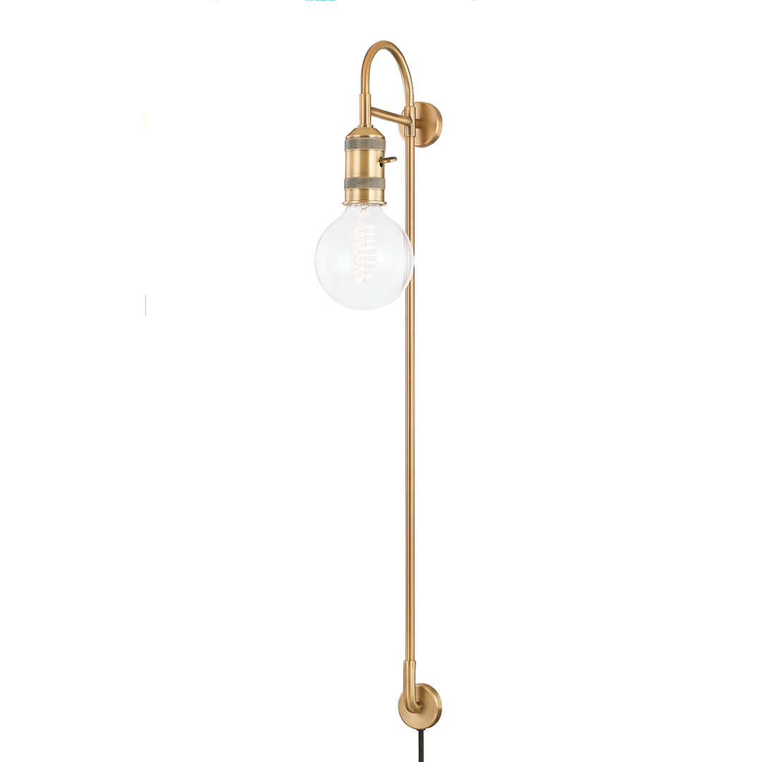 Troy Lighting Dean Plug-in Sconce Wall Sconces Troy Lighting PATINA BRASS 5x5x35.5 