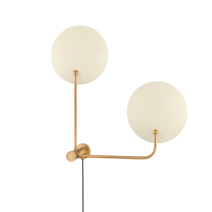 Troy Lighting Leif Plug-in Sconce Wall Sconces Troy Lighting PATINA BRASS AND SOFT SAND 24x24x41 