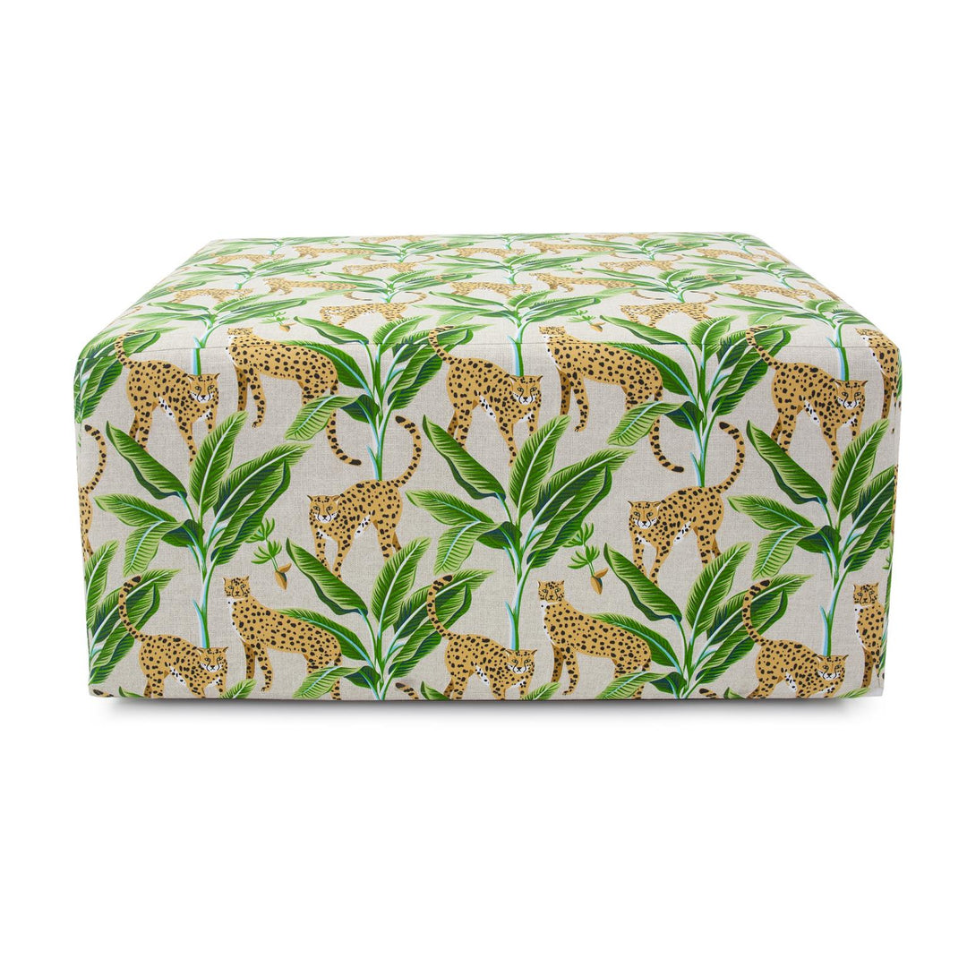 Howard Elliott Collection Outdoor Universal Square Ottoman Frame & Cover, Safari Natural Ottomans Howard Elliott Collection   