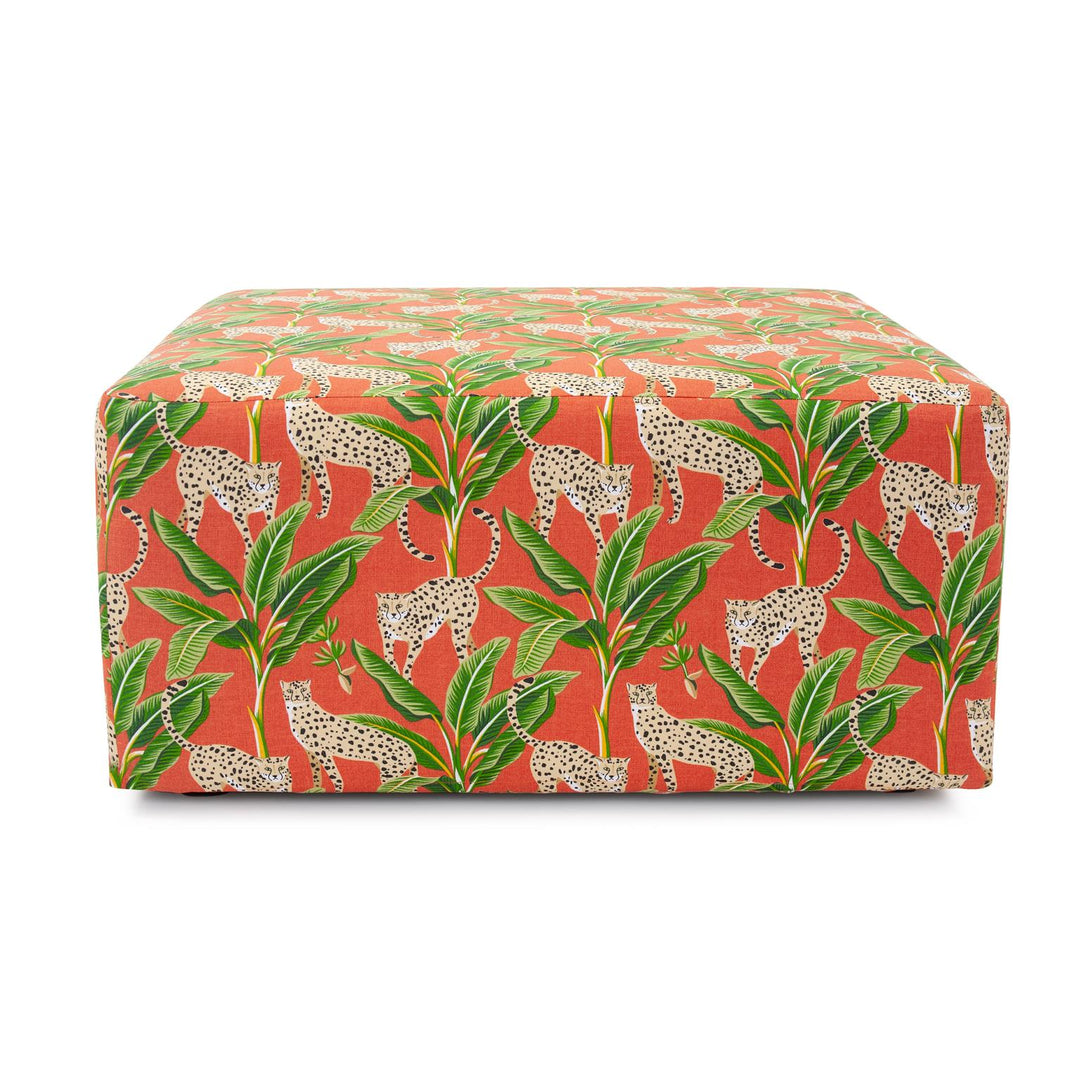 Howard Elliott Collection Outdoor Universal Square Ottoman Frame & Cover, Safari Canyon Ottomans Howard Elliott Collection   