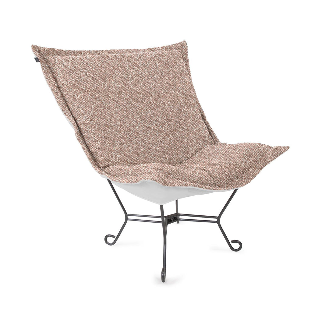 Howard Elliott Collection Patio Scroll Puff Chair Titanium, Alicante Blush Outdoor Living Howard Elliott Collection   