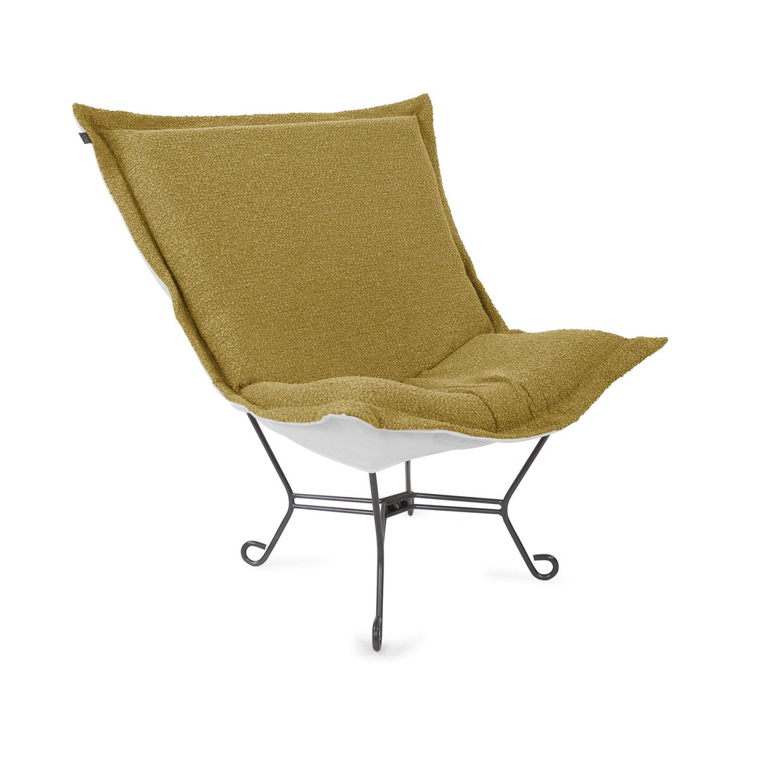 Howard Elliott Collection Patio Scroll Puff Chair Titanium, Alicante Gold Outdoor Living Howard Elliott Collection   