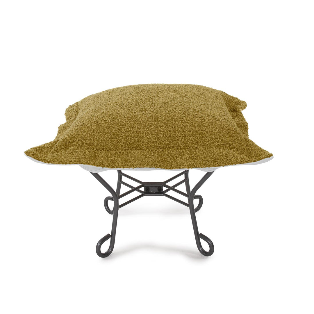 Howard Elliott Collection Patio Scroll Puff Ottoman Titanium, Alicante Gold Ottomans Howard Elliott Collection   