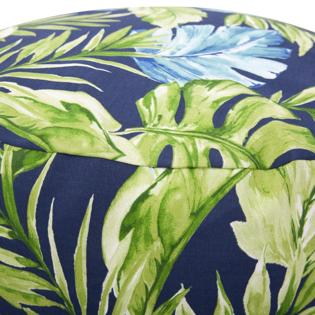 Howard Elliott Collection Outdoor Round Foot Pouf Cardoon Indigo Ottomans Howard Elliott Collection   