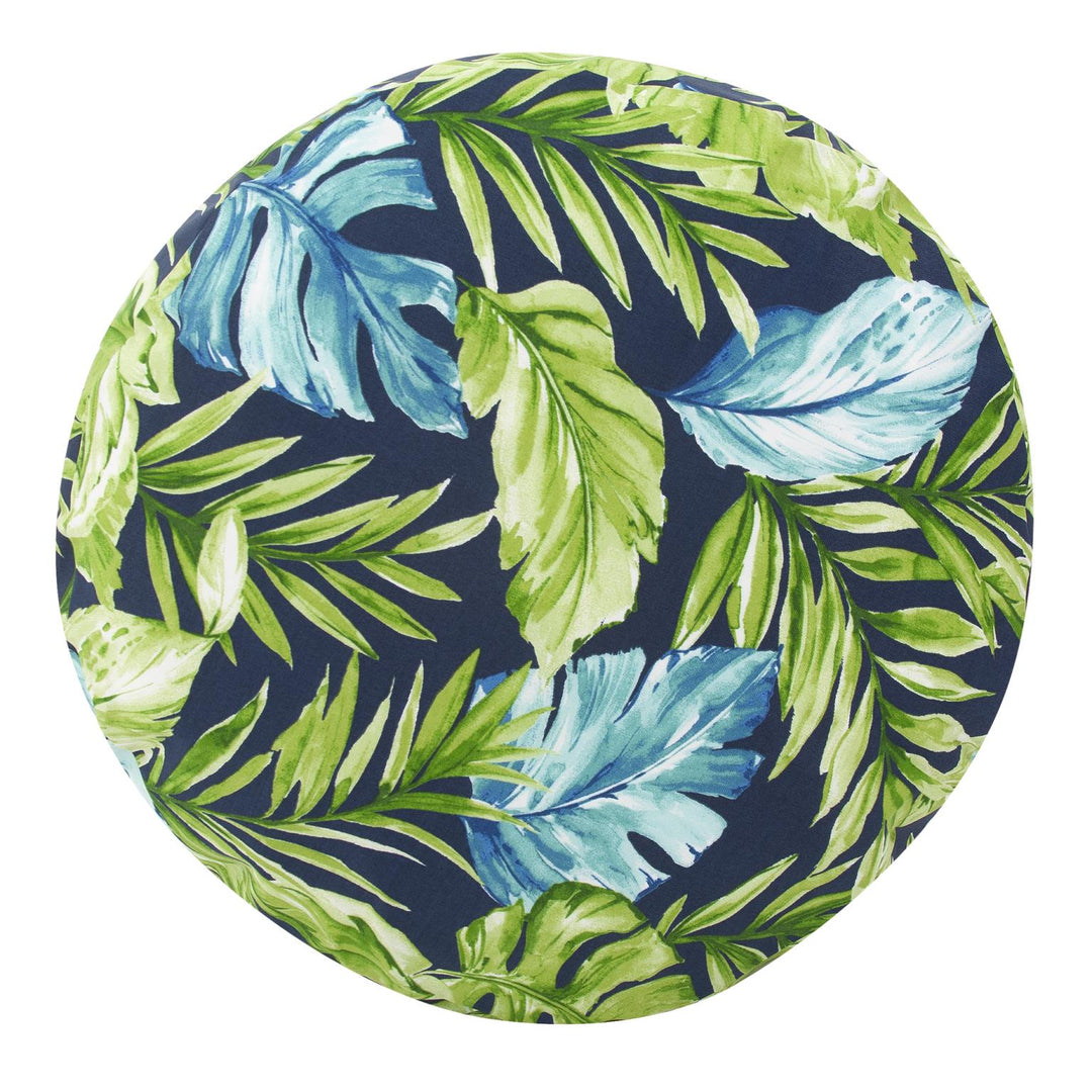 Howard Elliott Collection Outdoor Round Tall Pouf Cardoon Indigo Ottomans Howard Elliott Collection   