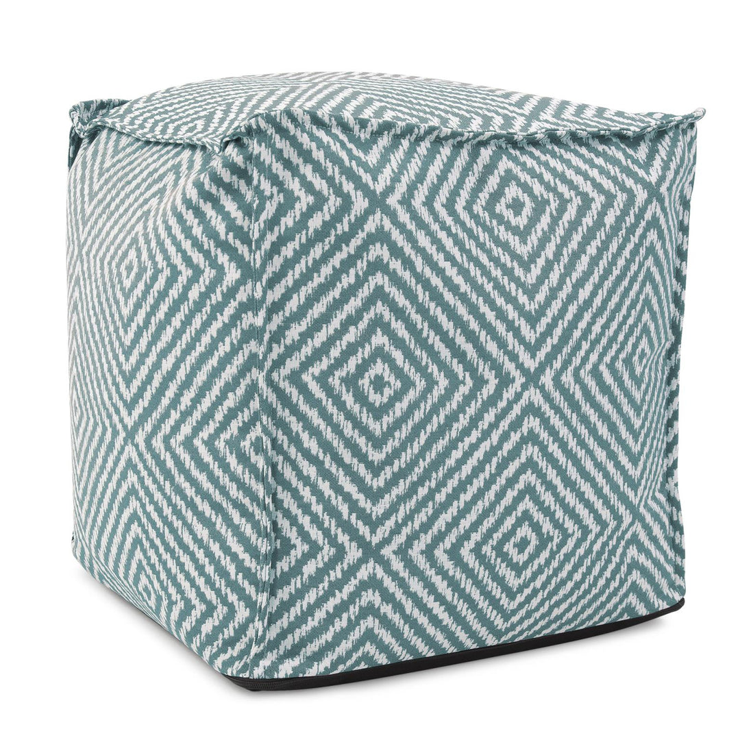 Howard Elliott Collection Outdoor Square Pouf Helm Teal Ottomans Howard Elliott Collection   