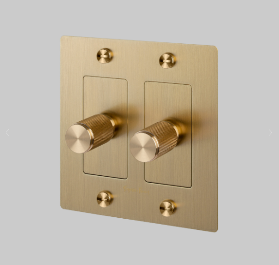 Buster + Punch Complete 2G Dimmer Switch Kit / Incandescent / With Logo Dimmers Buster + Punch Brass n/a Brass