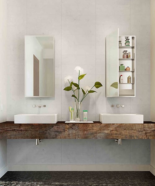 Electric Mirror Simplicity™ Mirrored Cabinet LED Vanity Mirrors Electric Mirror Right Hinge  