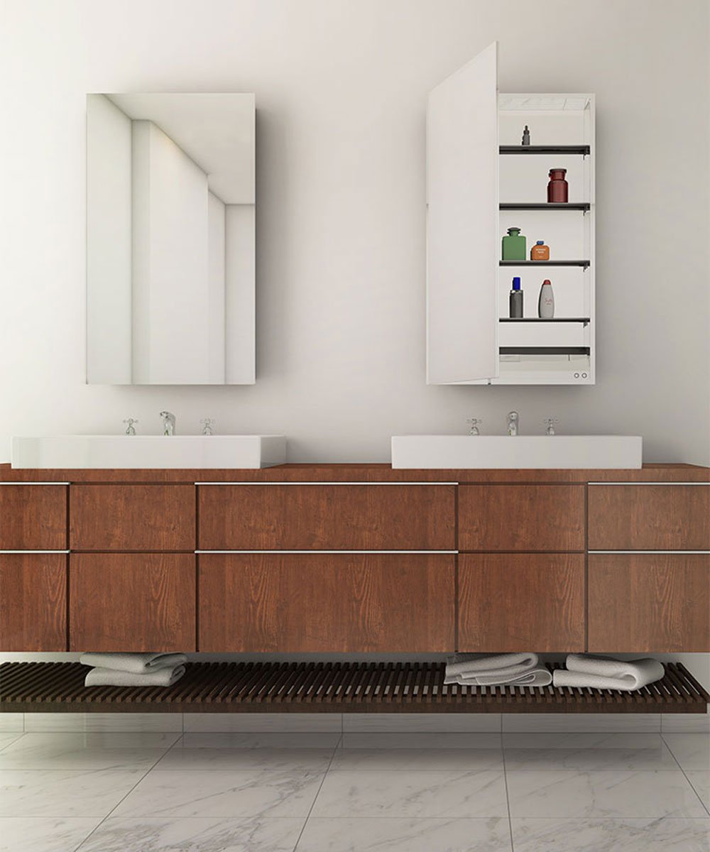 Electric Mirror Simplicity™ Mirrored Cabinet LED Vanity Mirrors Electric Mirror Left Hinge  