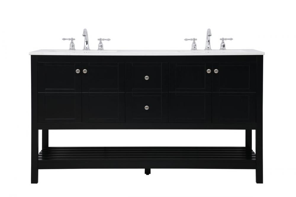 Elegant Theo Bathroom Vanity - Double Sink Bathroom Vanity Elegant 60 Black Not Included