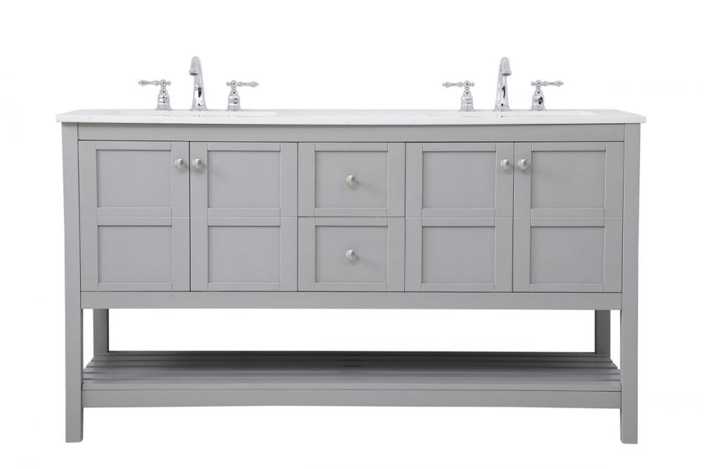 Elegant Theo Bathroom Vanity - Double Sink Bathroom Vanity Elegant 60 Gray Not Included