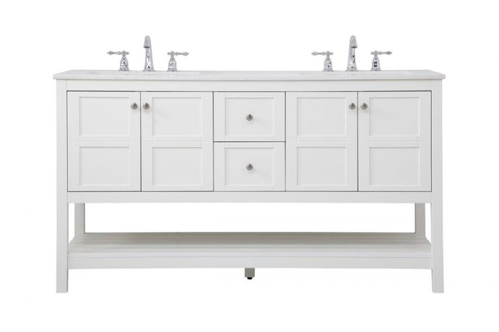 Elegant Theo Bathroom Vanity - Double Sink Bathroom Vanity Elegant 60 White Not Included