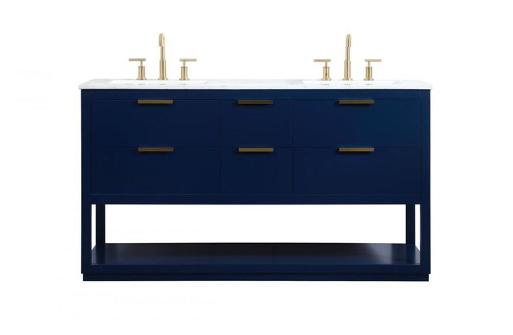 Elegant Larkin Bathroom Vanity - Double Sink Bathroom Vanity Elegant 60 Blue Not Included