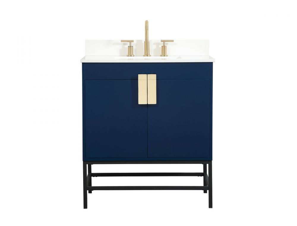 Elegant Eugene Bathroom Vanity w/ Backsplash Bathroom Vanity Elegant 30 Blue Included