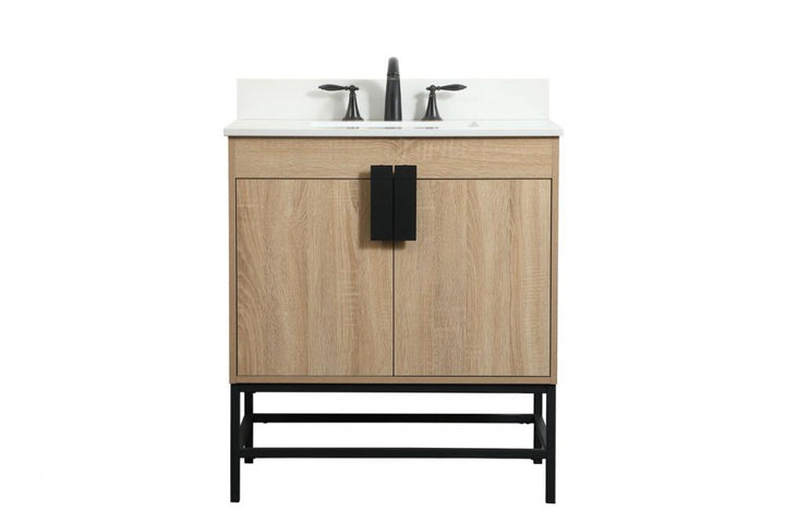 Elegant Eugene Bathroom Vanity w/ Backsplash Bathroom Vanity Elegant 30 Wood|Brown Included