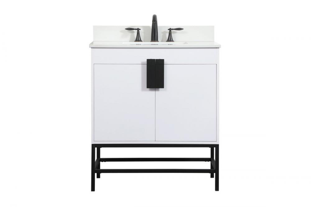 Elegant Eugene Bathroom Vanity w/ Backsplash Bathroom Vanity Elegant 30 White Included