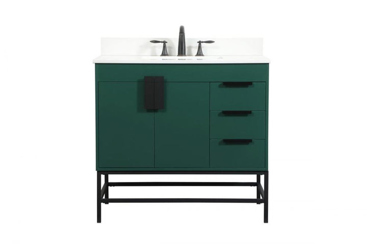 Elegant Eugene Bathroom Vanity w/ Backsplash Bathroom Vanity Elegant 36 Green Included