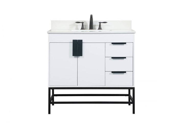 Elegant Eugene Bathroom Vanity w/ Backsplash Bathroom Vanity Elegant 36 White Included