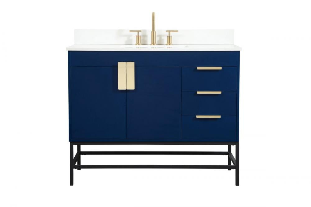 Elegant Eugene Bathroom Vanity w/ Backsplash Bathroom Vanity Elegant 42 Blue Included